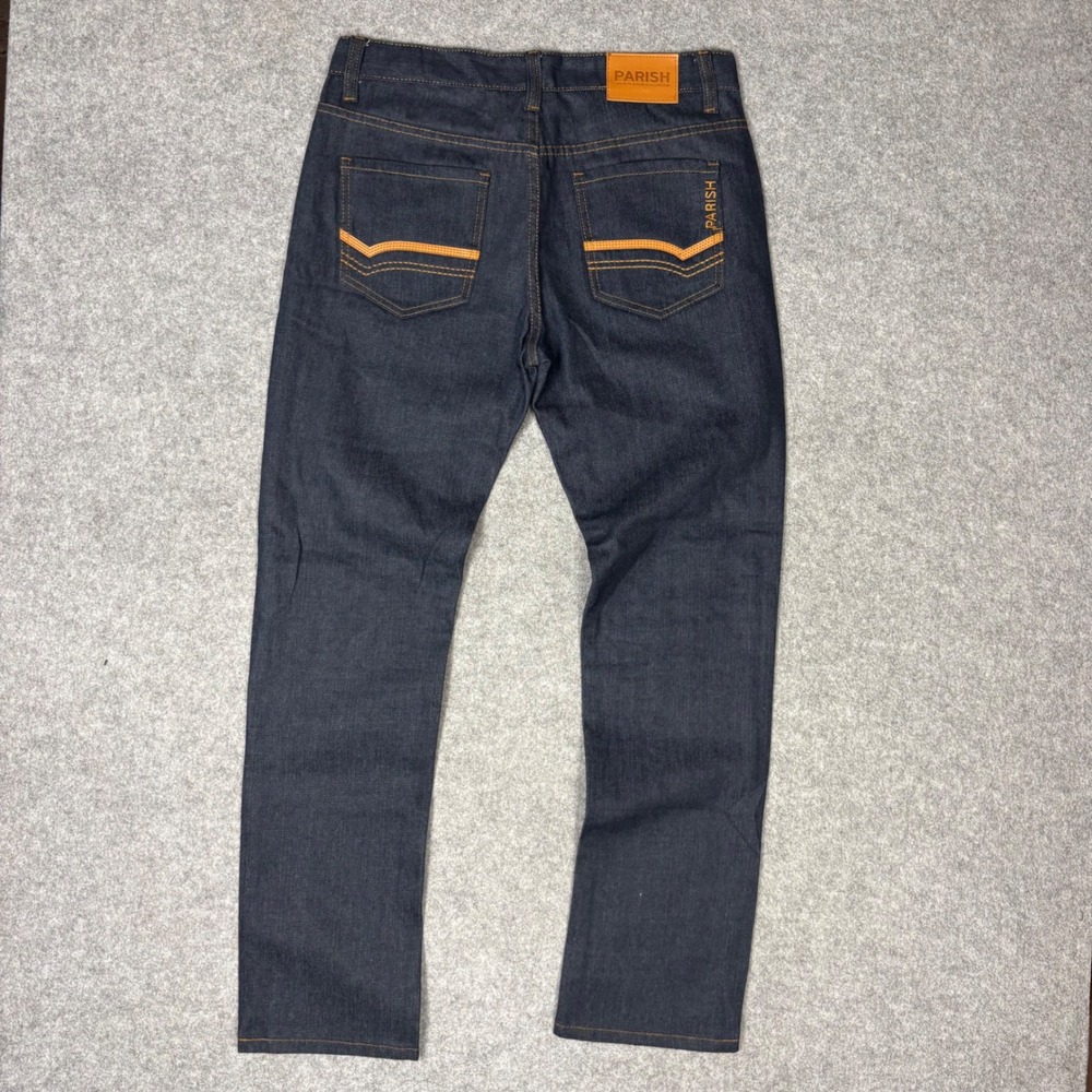 Parish Nation Mens Dark Wash Indigo Straight Leg Denim Jeans 35x32 Streetwear